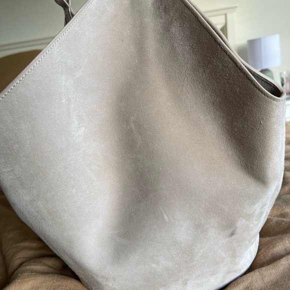 KHAITE Medium Lotus Tote in Grey Suede - Picture 4 of 16